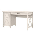 Bush Home Key West Computer Desk with Storage | Farmhouse PC Table for Home Office in Linen White Oak | 54W x 24D