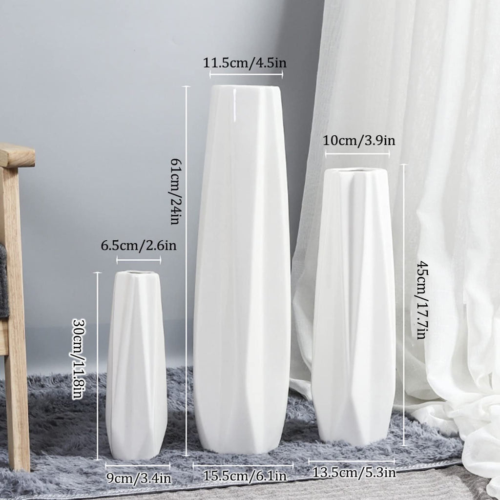 UHRLGHS Floor vase Ceramic Vase,Decorative Large,Floor, Large Floor Vase,White Ceramic Vase,Handcrafted,Sophisticated Vessel for Decorative Branches and Dried Flowers(White 45cm)