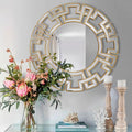 Chende Large Round Mirror, 40'' Modern Living Room Mirrorr with Beveled Glass Edge, Gold Decorative Wall Mirror with Wooden Frame for Dining Room, Entryway, Mantel, Bathroom