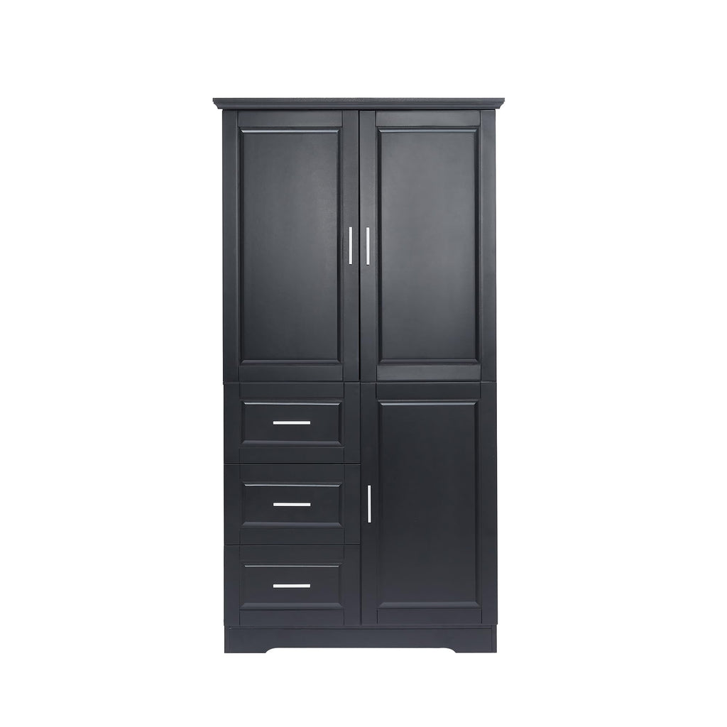62.2" Wide Storage Cabinet Pantry Cupboard with Doors and Drawers for Home Kitchen, Bathroom and Living Room, Adjustable Shelf, Black