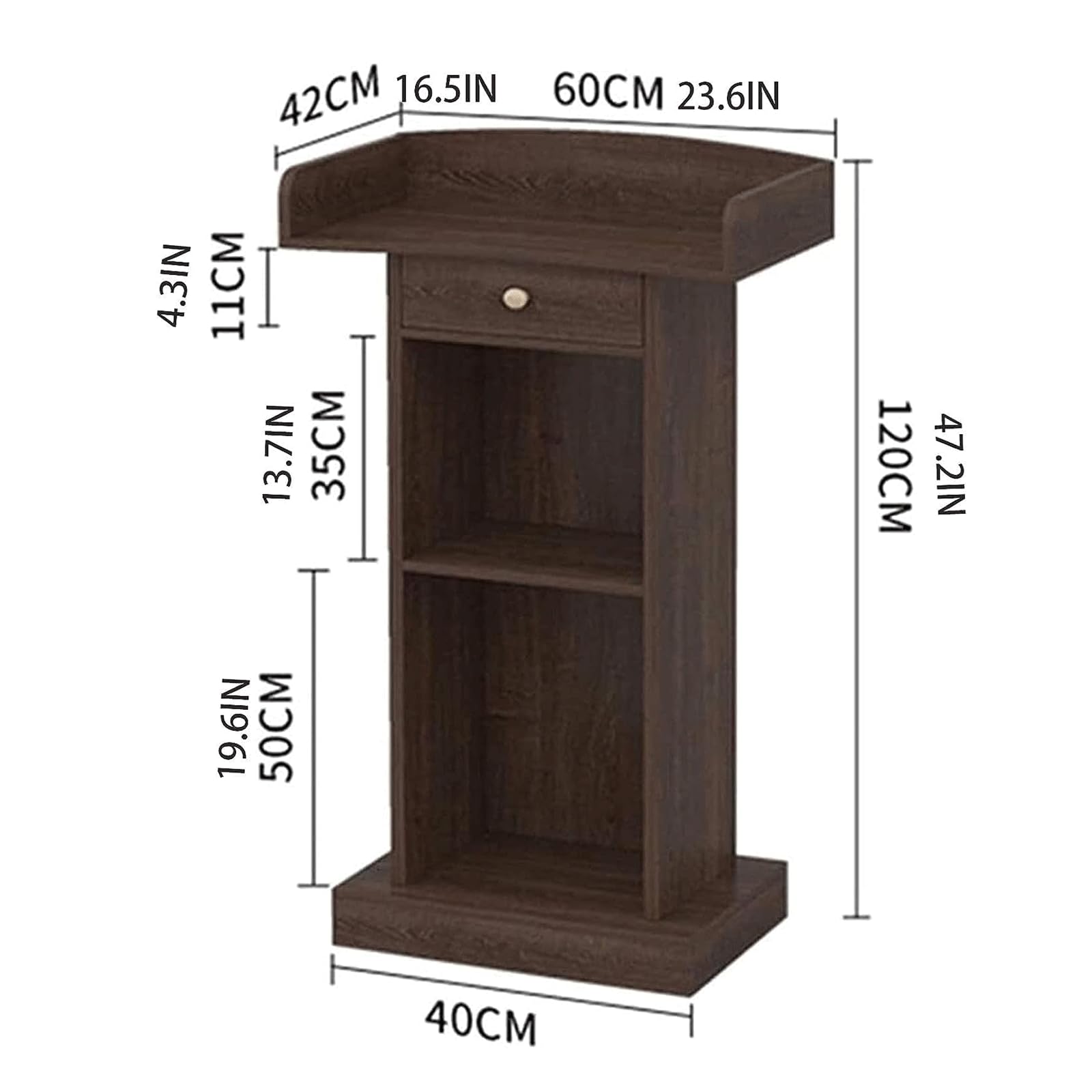 BKEKM Modern Lecterns Floor Standing with Drawers and Open Storage Podium Stand Pulpits for Churches Wooden Luxury Teacher Podiums