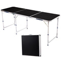 6ft Lightweight Aluminum Folding Table - Portable Wood Grain Design for Indooroutdoor Use - Ideal for Camping, Bbqs, Picnics, Parties, and Events (Black) Black