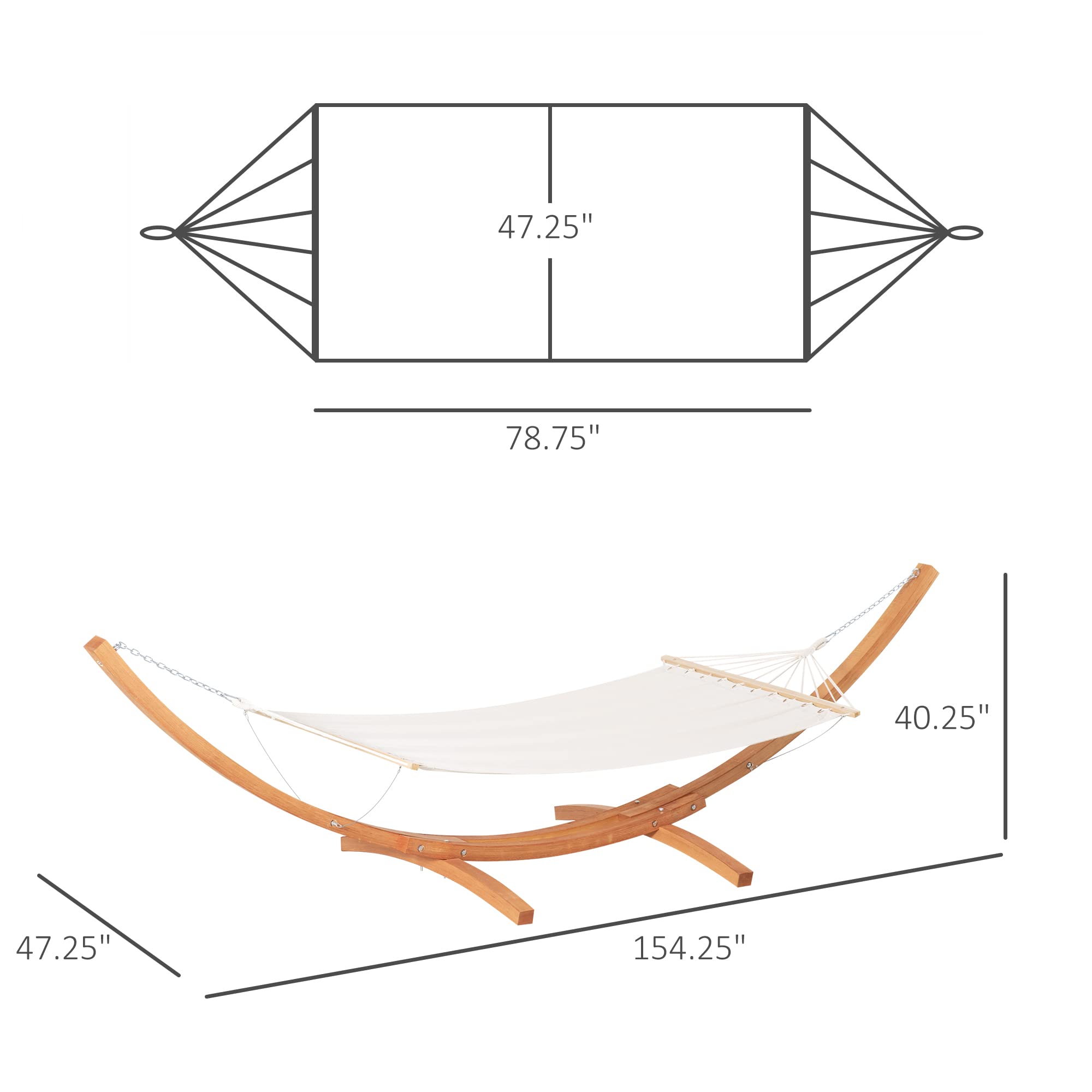 Outdoor Hammock with Stand, Extra Large 12.8' Heavy Duty Wooden Frame, Boho Style Nap Bed, Natural Cotton, 330 lbs Capacity, White