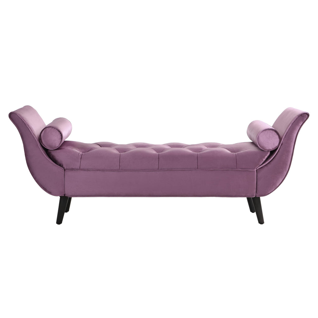 Christopher Knight Home Jolie Modern Velvet Upholstered Ottoman Bench with Pillow, Wooden Bedroom End of Bed Bench, Entryway Ottoman Foot Rest, Living Room Sofa Extra Seat, Purple