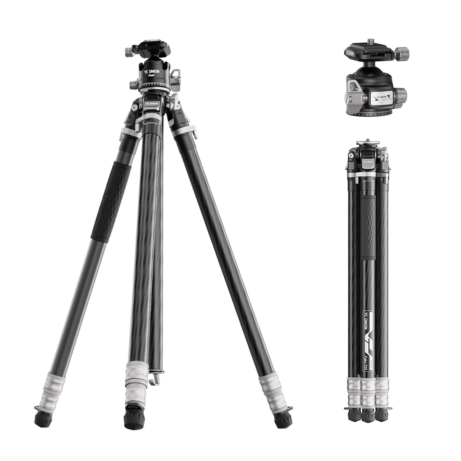 YC Onion Tako T23 Carbon Fiber Tripod with BC44 Ball Head I 10kg Load I One-Flip Quick Release I 1825mm Max Height I Dust-Proof Joints for Low-Angle/Macro Photography