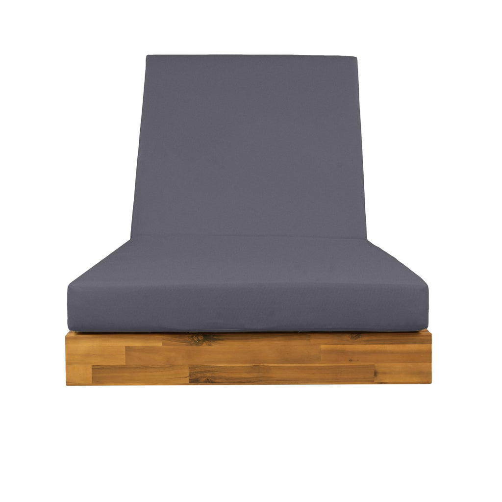 Christopher Knight Home Maril Acacia Wood Chaise Lounge Chair Outdoor, Adjustable Backrest Sun Lounger Recliner, Patio Outdoor Chaise Lounge with 4" Thick Water-Resistant Cushion, Teak+Dark Gray