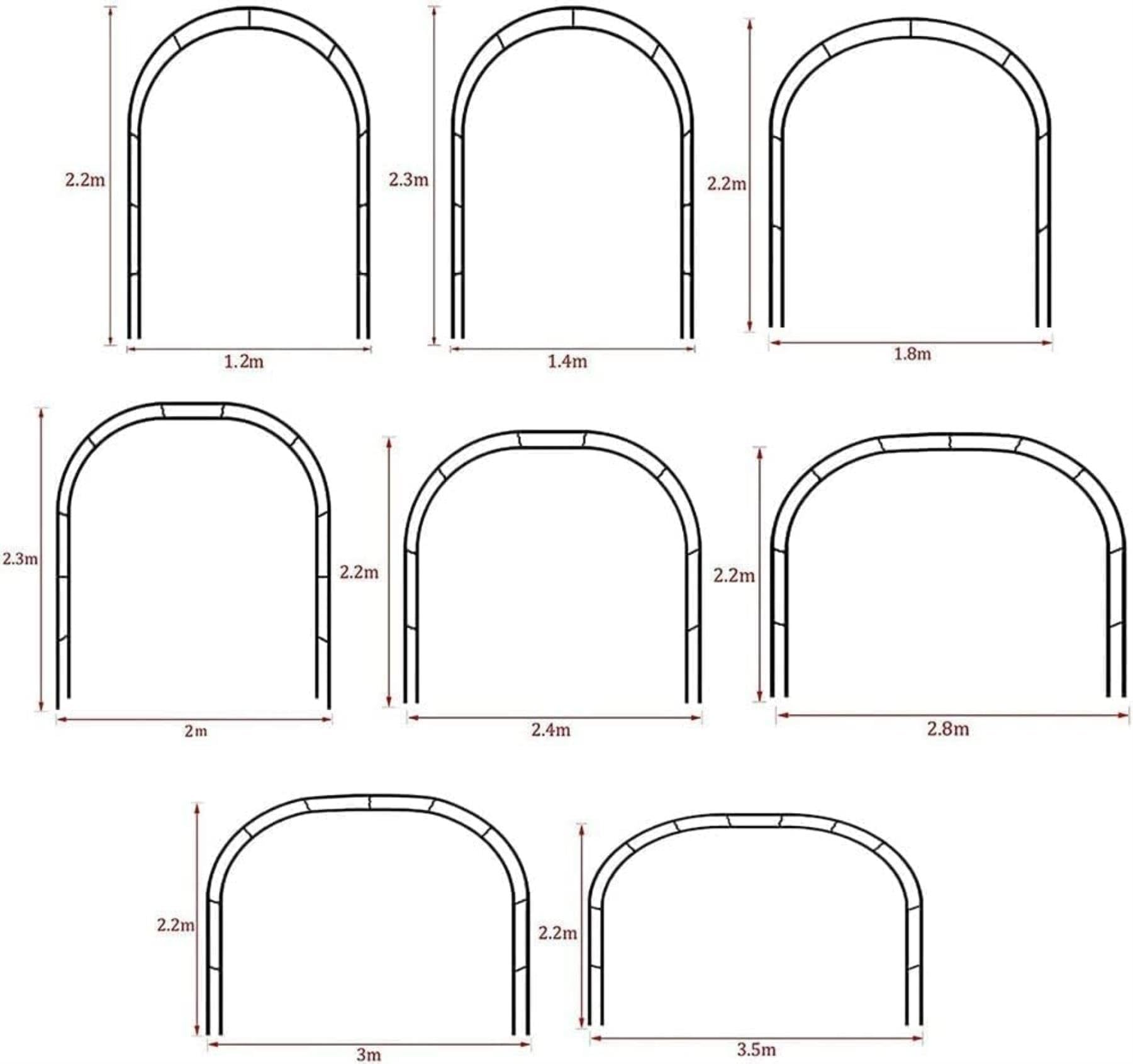 Metal Garden Wedding Arch Wide Plants Stand Ues for Outdoor Garden Arbor Climbing Plants Wedding Arches Ceremony,Green,W3M*H2.2M .2 (White W1.2M*H2.2M)