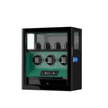 DUKWIN Watch Winder, Fingerprint Lock Automatic Watch Winder for 3 Watches with 4 Holders,300-2300 TPD,Digital Display, Remote Control,Jewelry Storage and Adjustable Watch Pillow and LED Light,Green
