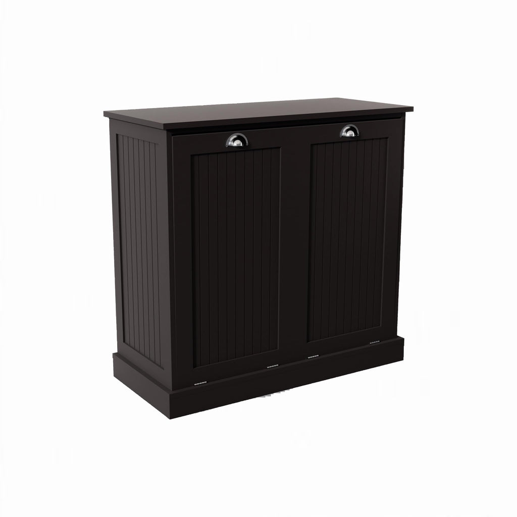 Contemporary Storage Cabinet, Two-Compartment Tilt-Out Laundry Sorter Cabinet, for Bathroom Hallway,for The Kitchen
