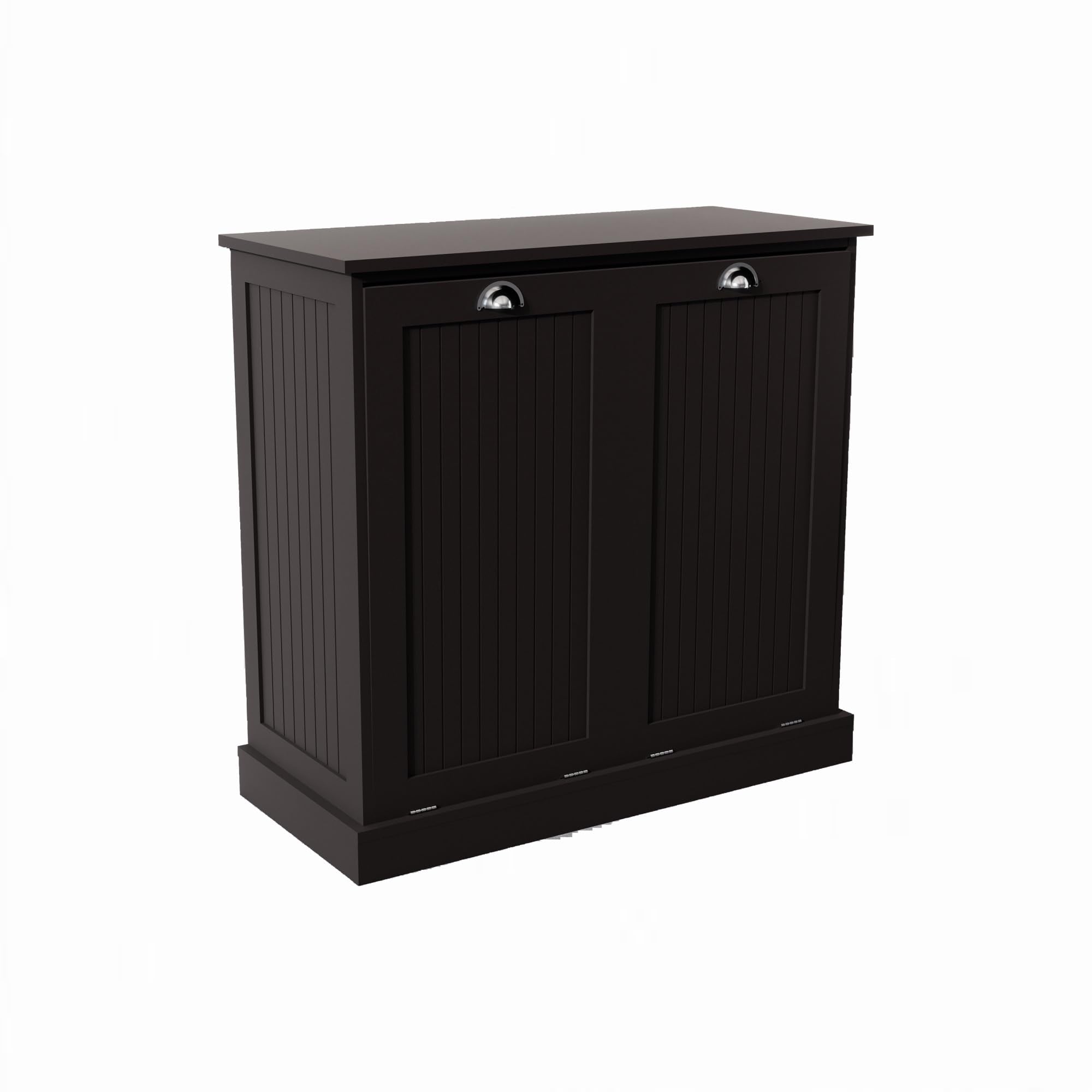 Contemporary Storage Cabinet, Two-Compartment Tilt-Out Laundry Sorter Cabinet, for Bathroom Hallway,for The Kitchen