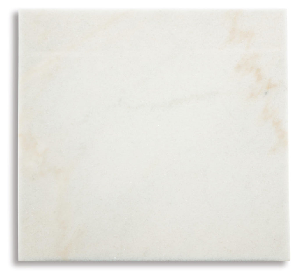 Signature Design by Ashley Fostead Contemporary Square 24" End Table with Marble Top, White Marble & Dark Brown