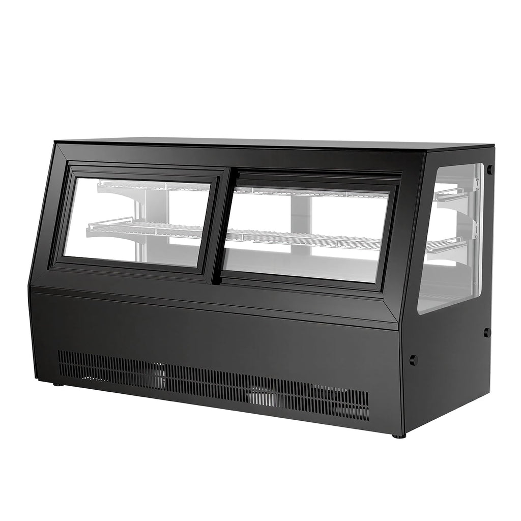 VEVOR Refrigerated Display Case, 7.1 Cu.Ft./190L Countertop Pastry Display Case, 2-Tier Commercial Cake Refrigerator with LED Lighting, TURBO Cooling, Frost-Free Air-Cooling, for Bakery, Dessert Shop