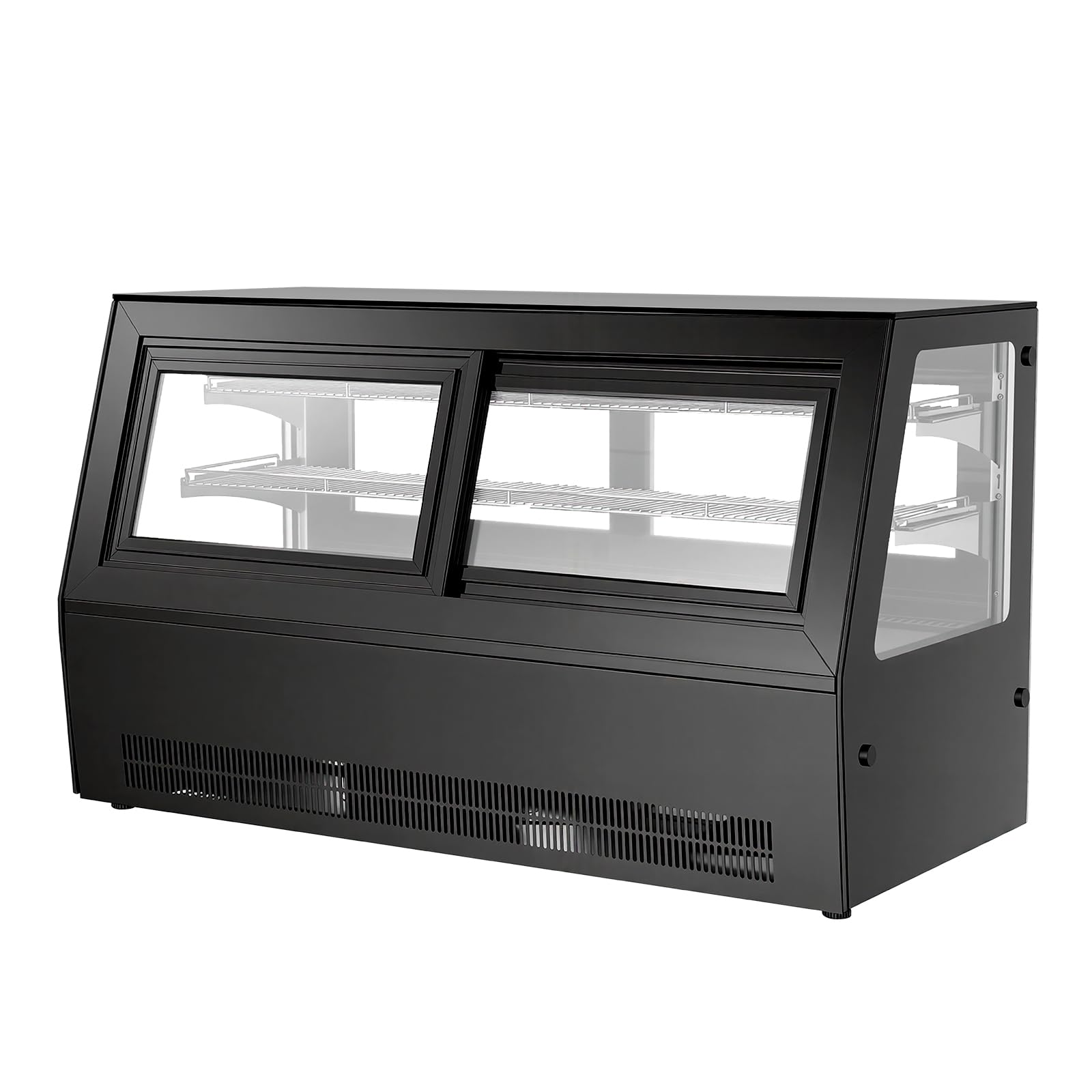 VEVOR Refrigerated Display Case, 7.1 Cu.Ft./190L Countertop Pastry Display Case, 2-Tier Commercial Cake Refrigerator with LED Lighting, TURBO Cooling, Frost-Free Air-Cooling, for Bakery, Dessert Shop