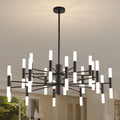 Povectolay Black Modern Chandelier 40-Light, Large Farmhouse Round Candle Chandeliers with Acrylic Shades, 38.6" Dining Room Light Fixture for High Ceilings, Living Room, Foyer, Entryway, G9 Base