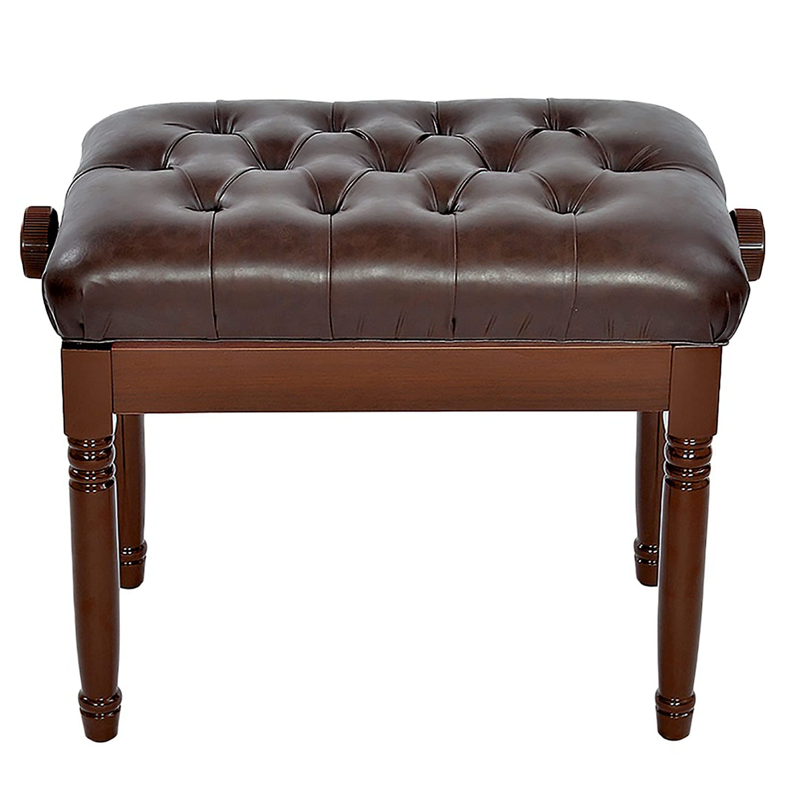 EliteBloom Leather Piano Bench Adjustable Single Piano Stool Adjustable Piano Bench Piano Bench with Solid Wood Leg Luxury Style Height: 46-56Cm,Reddish Brown,Brown