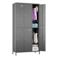 Aobabo Metal Locker for Employees, 6 Doors Metal Locker Cabinet with Lock, Industrial Storage with 18 Hooks, Storage for Office, Gym, Dormitory, Assembly Required, Dark Grey