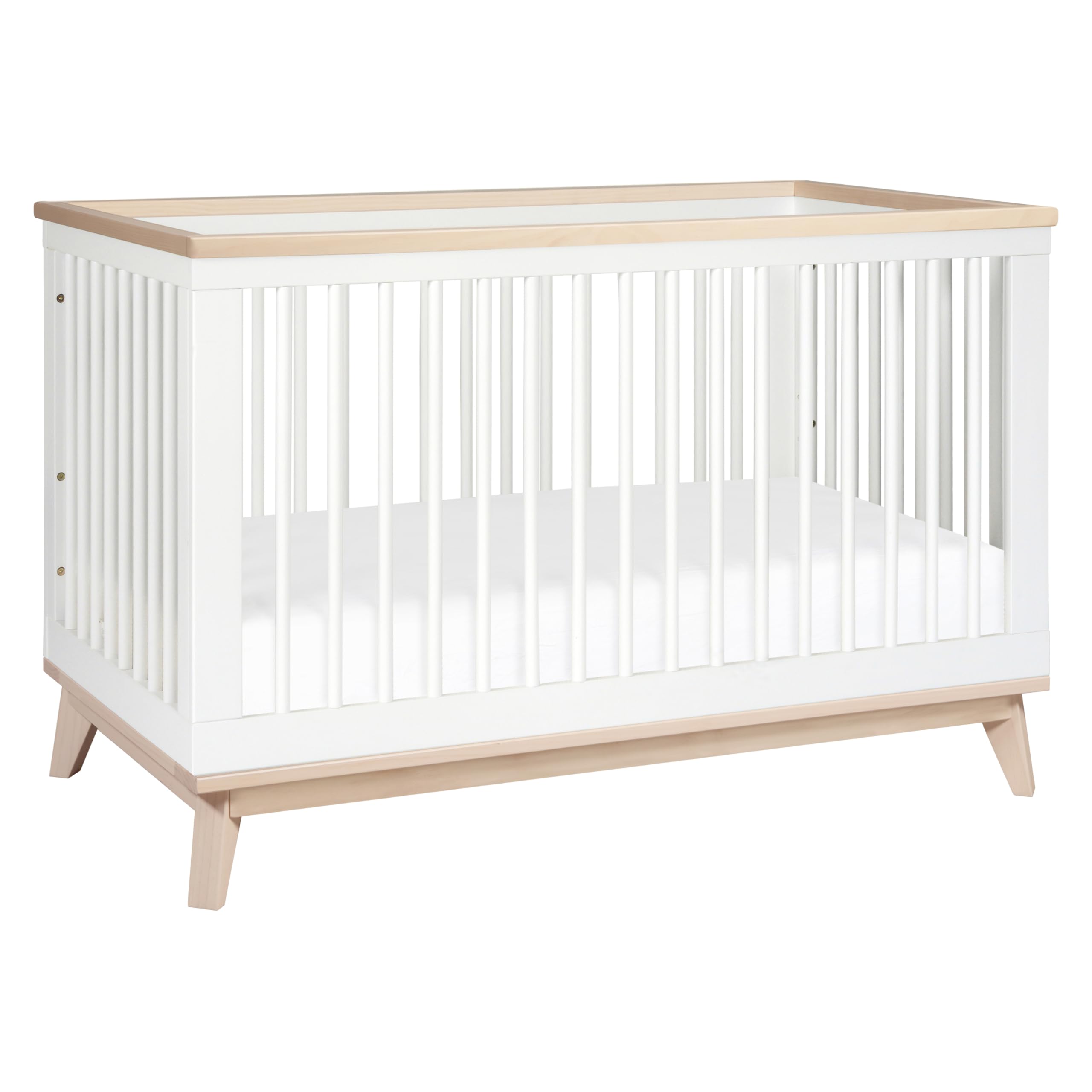 Babyletto Scoot 3-in-1 Baby Crib Convertible to Wooden Toddler Bed, Daybed - GREENGUARD Gold Certified - Easy Assembly, Made of 100% Solid Wood - Includes Toddler Conversion Kit - White/Washed Natural