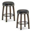 Leick Home Calton Counter Stool, with Swivel Seat, for Kitchen or Dining Area, Black Faux Leather and Graystone, 2 Pack, 10118GS/BL