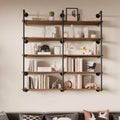 ONOTETUT Industrial Pipe Shelf 5 Tier,60 inch Industrial Wall Shelves with Solid Wood Plank,Pipe Shelving Wall Mounted for Farmhouse,Floating Pipe Book Shelves for Kitchen and Bar Shelving