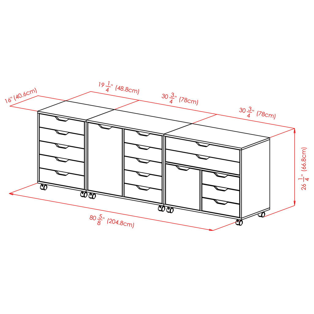 Halifax 3-Pc Storage Cabinet Set, White