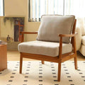 KEIKI Solid Wood Accent Club Chair with Soft Flannel Upholstered Cushion, Mid-Century Modern Style Reading Sofa Chair, Comfy Cozy Lounge Lazy Seating Chair for Living Room, Apartment, Balcony, Office
