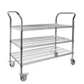 Northsky 3-Shelf Wire Utility Cart on Wheels, Chrome Finish Rolling Metal Shelving with Wheels, 550lb Capacity, 47" x 18" x 44.1", 3 Tier Rolling Cart for Kitchen Bar Storage Use