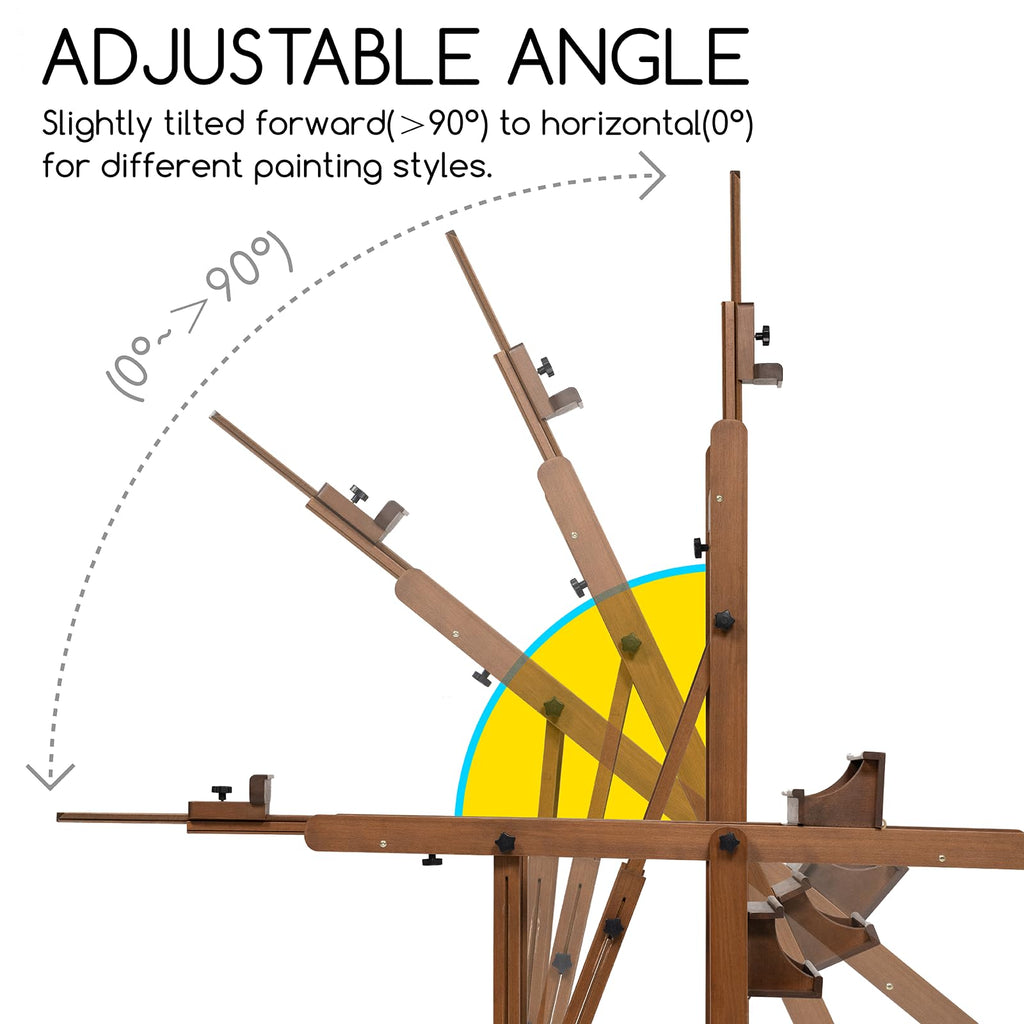 MEEDEN Enlarged Heavy-Duty H-Frame Easel: Artist Solid Beech Wooden Studio Easel - Professional Painting Art Easel Stand with 4 Lockable Wheels & Leveling Bolts - Hold Canvas up to 86" H,Walnut