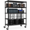 M MZG 53" W Garage Shelving 5 Tier Industrial 2200LBS Metal Shelving Units for Commercial, Basement, Pantry, Warehouse, School, Black Heavy Duty Easy Assembly 53.2" W x 23.6" D x 73.6" H