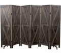 Premium Home 6-Panel Room Divider – Rustic Brown Barn Door, X Pattern Folding Privacy Screen, Partition Wall
