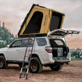Sanhima Rooftop Tent Hard Shell - Hotham Overland Aluminium Roof Top Tent w/Larger Space, LED Strip Light & Skyview Window, 2” Thick Mattress, for Car SUV Truck Camping, 2-3 People, Khaki