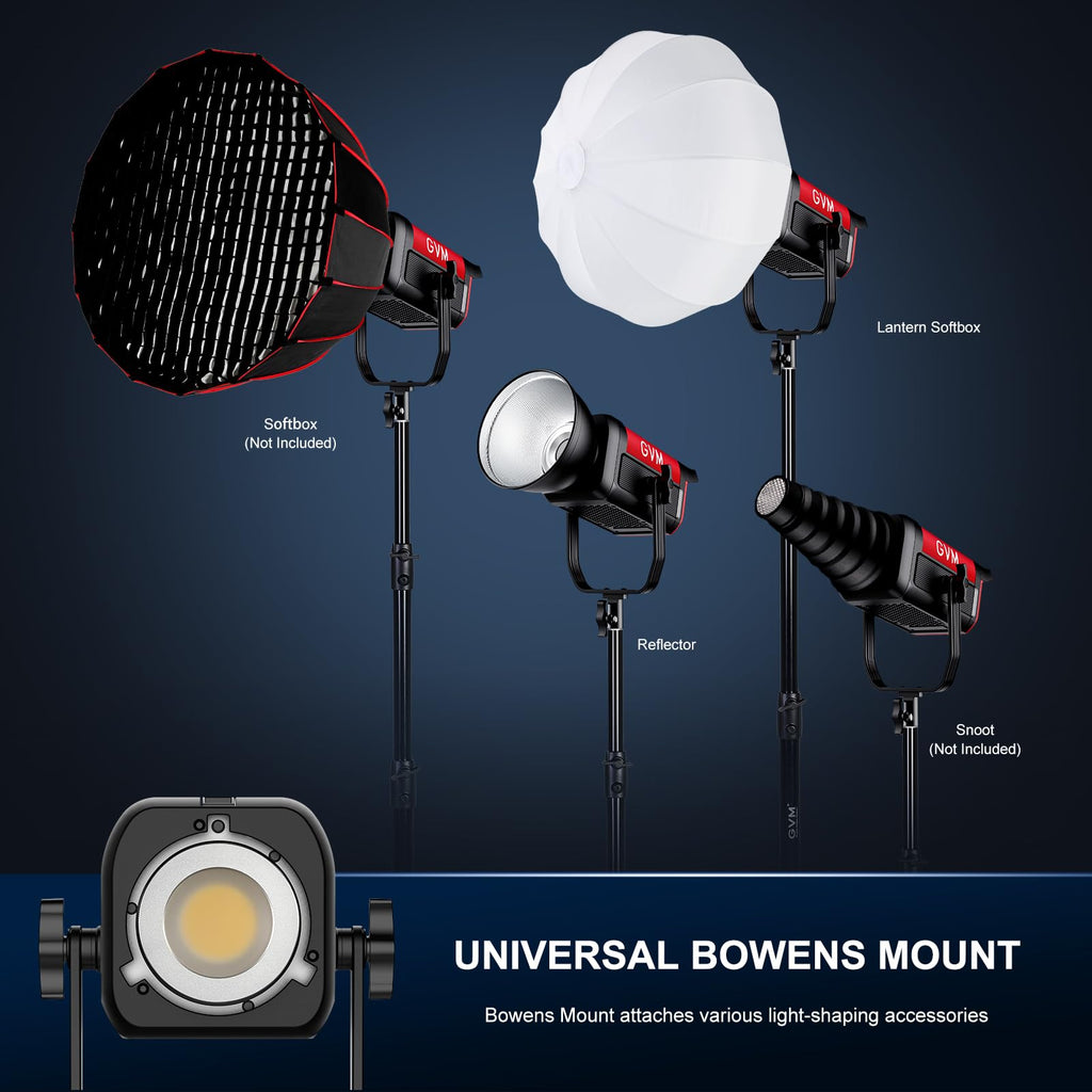 GVM 200W LED Video Light with Lantern Softbox, SD200B Continuous Lighting Kit with Bluetooth Mesh Network/DMX Control, 2700K-6800K Studio Light Photography Lighting Kit, 45400lux/1m, 12 Scene Effects