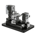 ZHRUI Mini Metal Lathe 60W 12,000 RPM, 4-Axis All-Machine Tool for Soft Metal Wood Acrylic Plastic, Precision Micro Lathe with Safety Guard Quick Indexer 0.02mm Scale (Gold Silver Aluminum Copper)