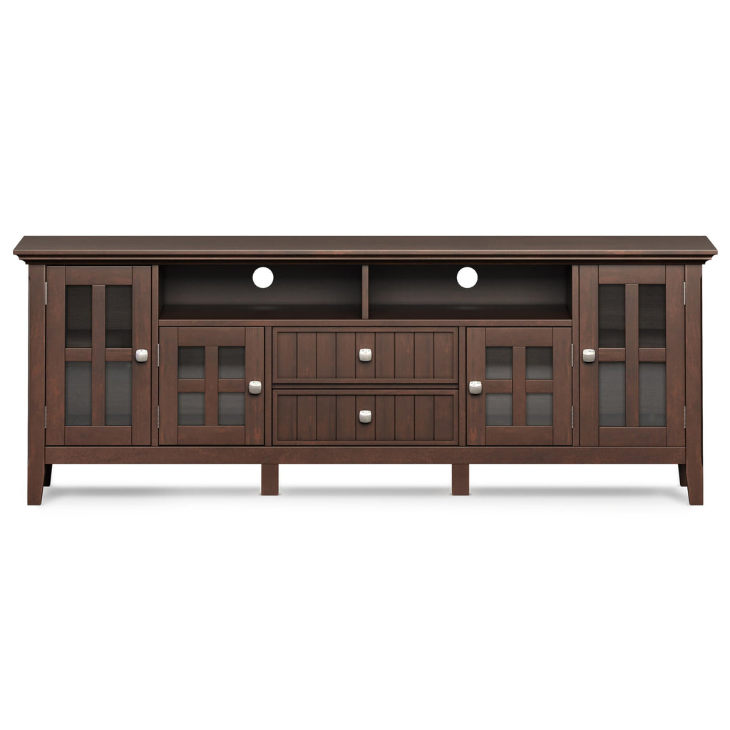 SIMPLIHOME Acadian TV Stand - 60 inch Wide Solid Wood Media Console in Black, Transitional Entertainment Center for Living Room for TVs up to 65 Inches with Glass Cabinets, Drawers and Shelves