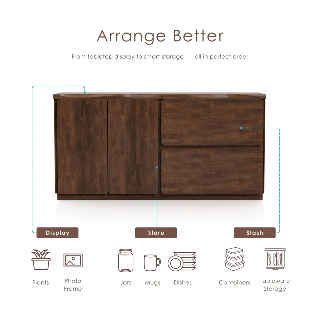 Furniture of America Nazaen II Mid-Century Modern Solid Wood 71-inch Sideboard Buffet Cabinet with Secret Hidden Drawers, Credenzas for Living Room, Dining Room, Office, Rich Walnut
