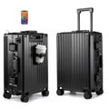 MYER Hard Case 26 Inch Checked Luggage with Spinner Wheels,Aluminum Luggage with 100% 3-Layer PC,Hard Shell Suitcases with Wheels,Cup Holder and USB Port