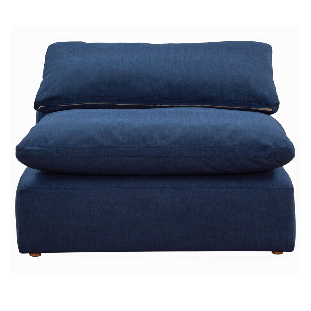 Sunset Trading Contemporary Puff Collection Slipcovered 44" Armless Chair Modular Sofa Sectional | Stain-Proof Water-Resistant Washable Performance Fabric | Deep-Seat Down-Fill Couch | Navy Blue