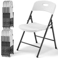MAKE CHANGES Folding Chairs 12 Pack, Outdoor Folding Chairs for Outside Indoor, Portable 350 lbs Capacity Heavy Duty Plastic Metal Foldable Chairs Commercial Seating for Picnic, Party, Patio, White