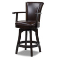 Jennifer Taylor Home Williams 27” Swivel Counter Height Bar Stool, Vintage Brown Faux Leather