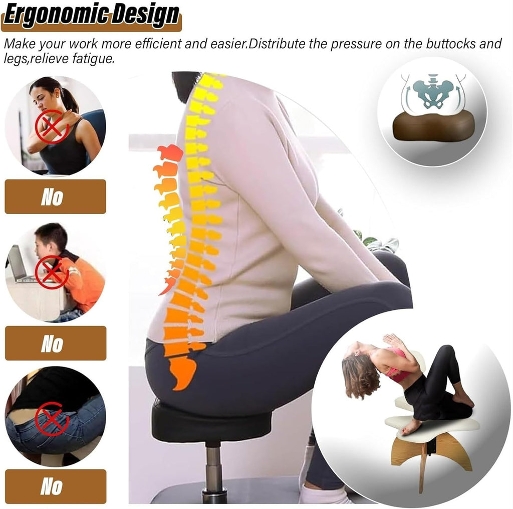 Meditation Chair,Cross Legged Chair, Knee Support Chair to Relieve Back Pain & Improve Posture/Ergonomic Meditation Chair for Computer Workers Yoga Lovers Meditation Fanatics(Brown)