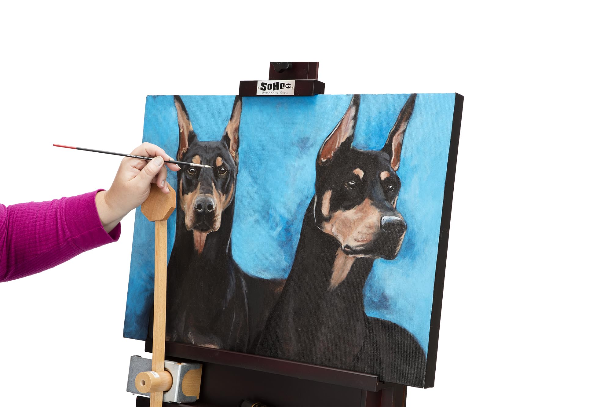 Creative Mark Carolina H-Frame Easel & EZ Rest Mahl Stick Bundle - Durable Light Weight, Adjustable Angle for Drawing and Painting - Natural Finish - Ideal for Artist