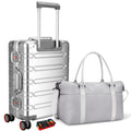 WEICHEN 29 Inch Aluminum Checked Luggage, Zipperless Checked Luggage, Large Aluminum Suitcase with 360 Spinner Wheels, All Aluminum Luggage 29 Inch, Heavy Duty Luggage, Metal Suitcase, Silver