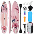 YUSING Inflatable Paddle Board with Seat, 11' x 33'' x 6" SUP, Extra Wide Paddle Boards for Adults, Non-Slip Deck Stand Up Paddle Board with Kayak and SUP Accessories, 3 Removable Fins (Pink Flower)