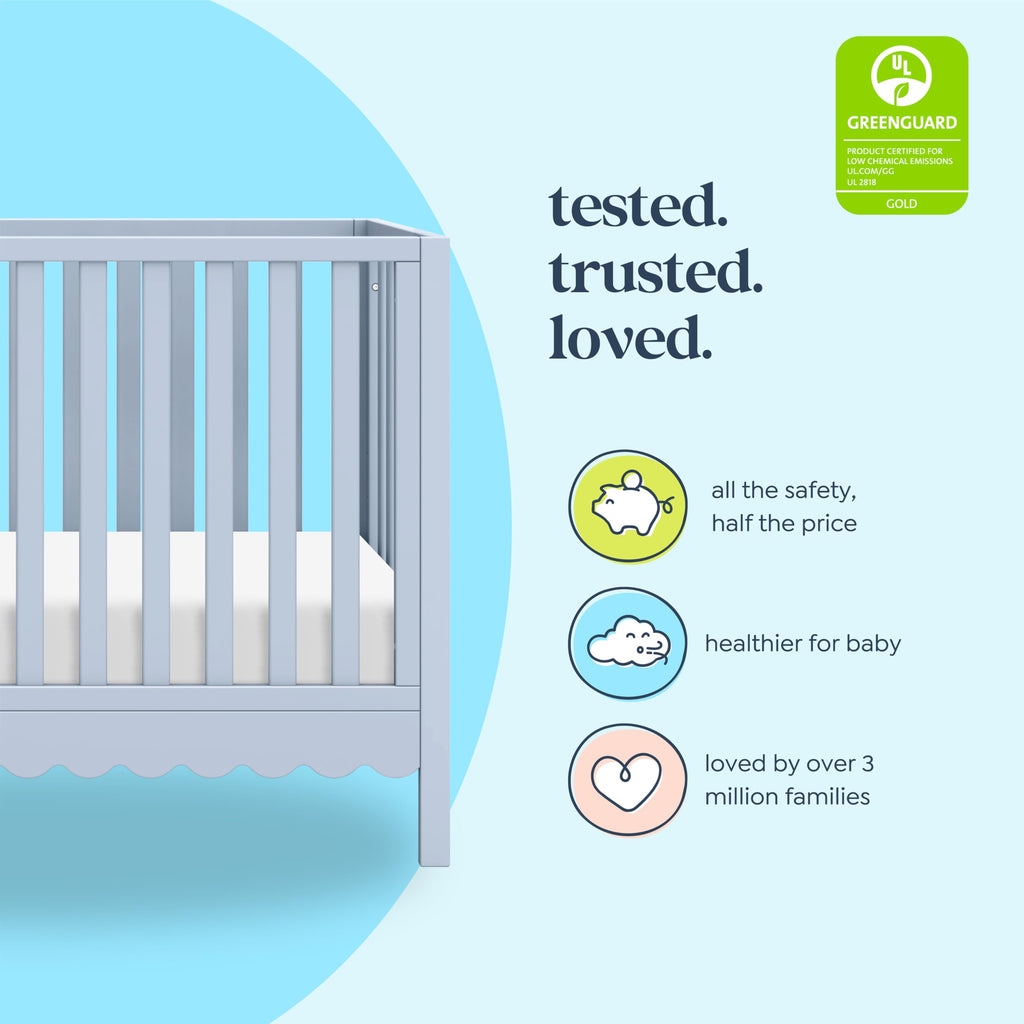 Davinci Sammy Scallop 4-in-1 Convertible Crib in Powder Blue, GREENGUARD Gold Certified