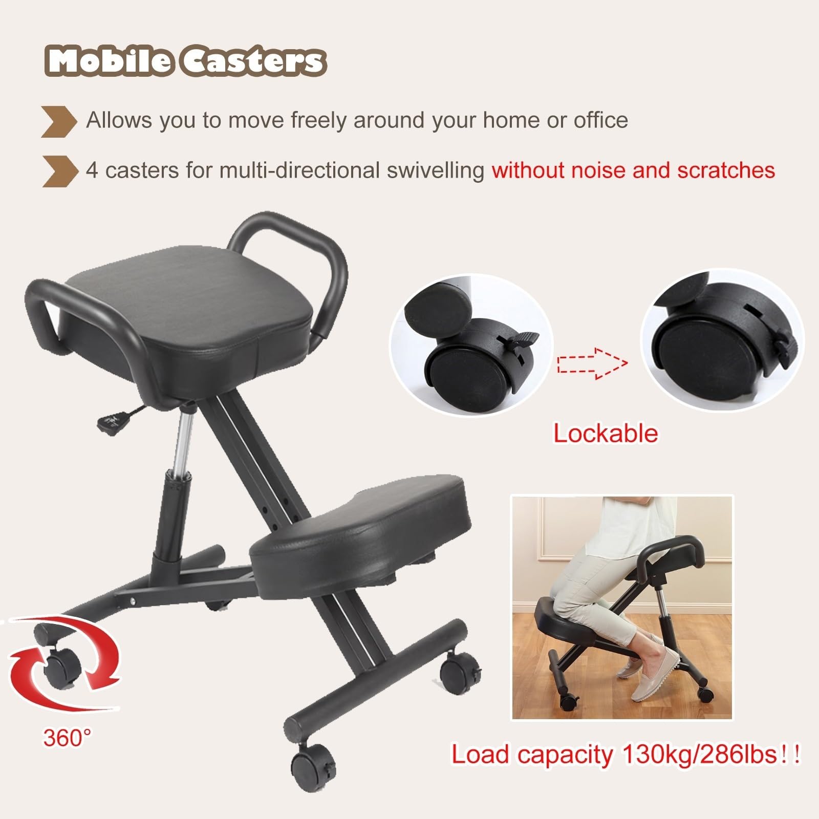 GenSDH Desk Kneeling Chairs Posture Chair for Desk - Ergonomic Chair Kneeling Chair with Arm - Posture Chair for Computer Workers Yoga Lovers Meditation Fana