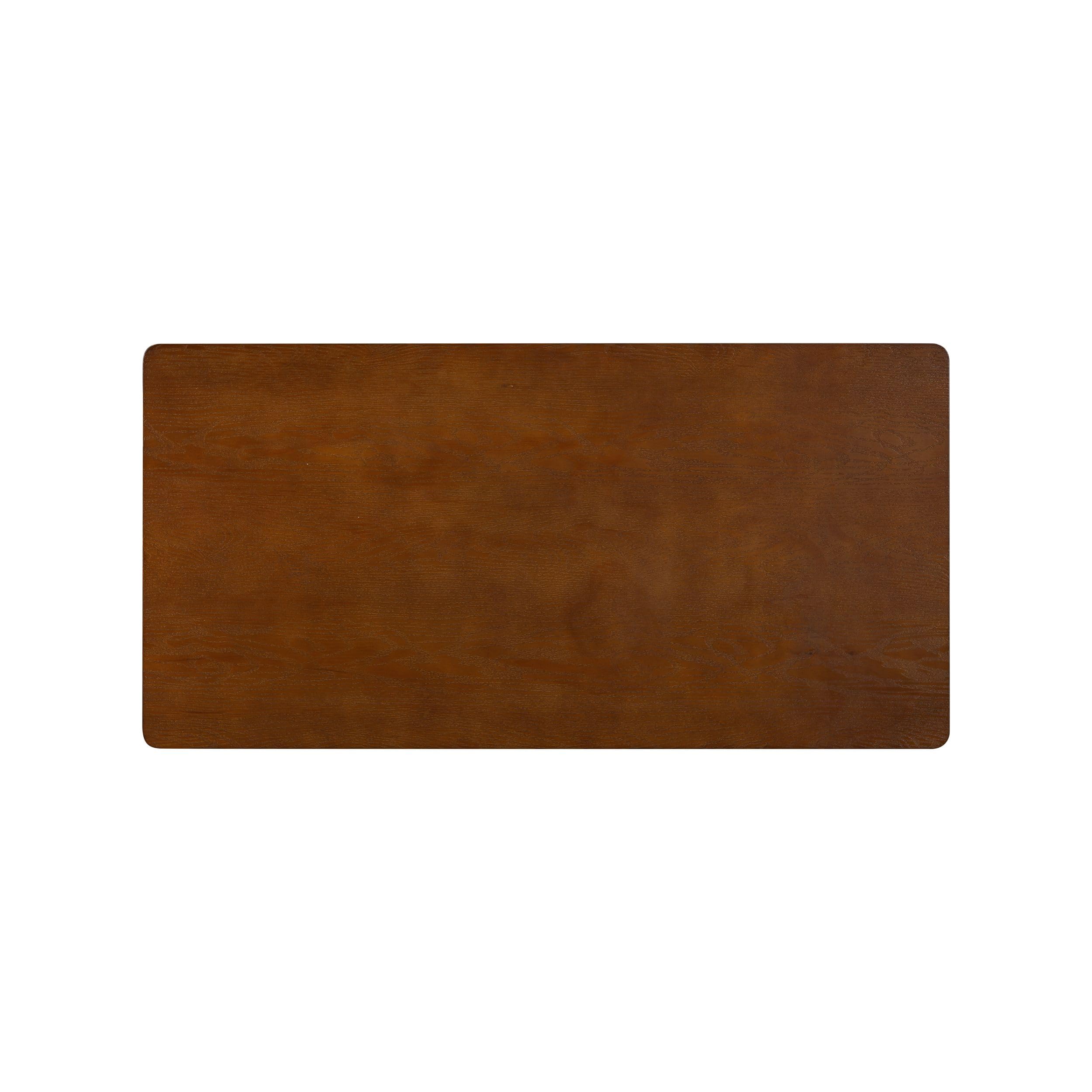 NTC Mingle Modern Wooden Rectangle Desk Table with Hidden Drawer – Waterproof & Heat Resistant, Dark Walnut