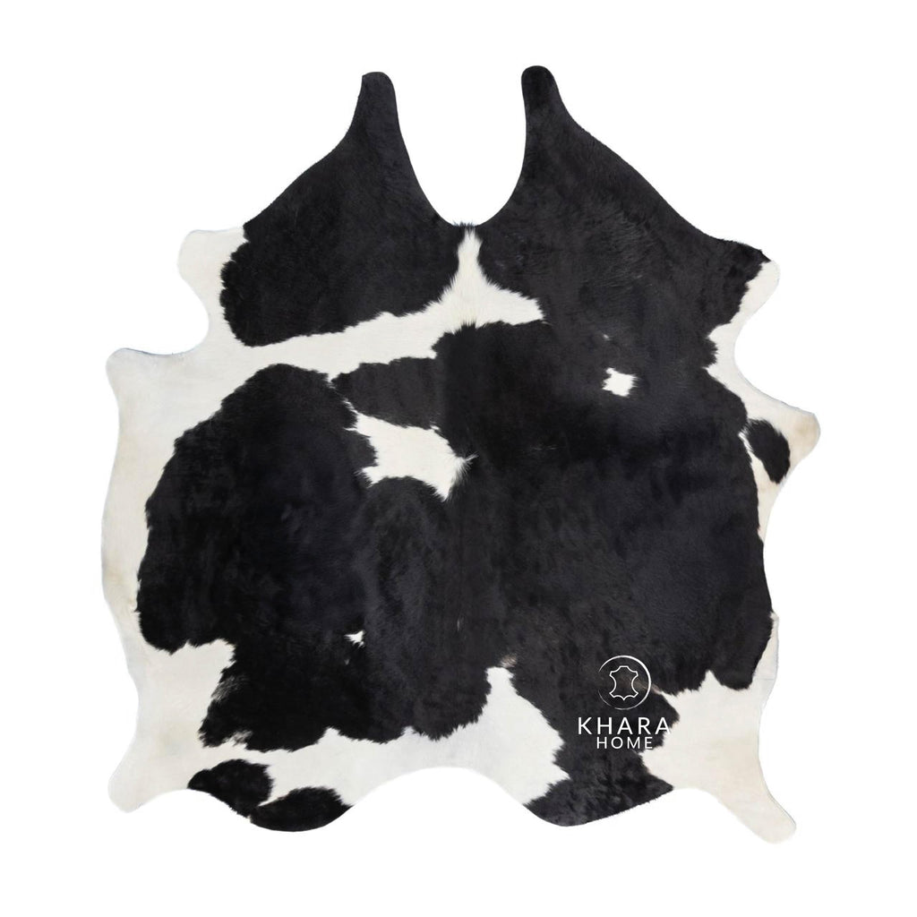 Khara Home Premium 100% Genuine Cowhide Rug Large 5x7 Ft Leather Area Rug for Living Room, Cozy, Unique, and Durable, Western Home Decor – from Argentina (Black & White, 5 x 7)