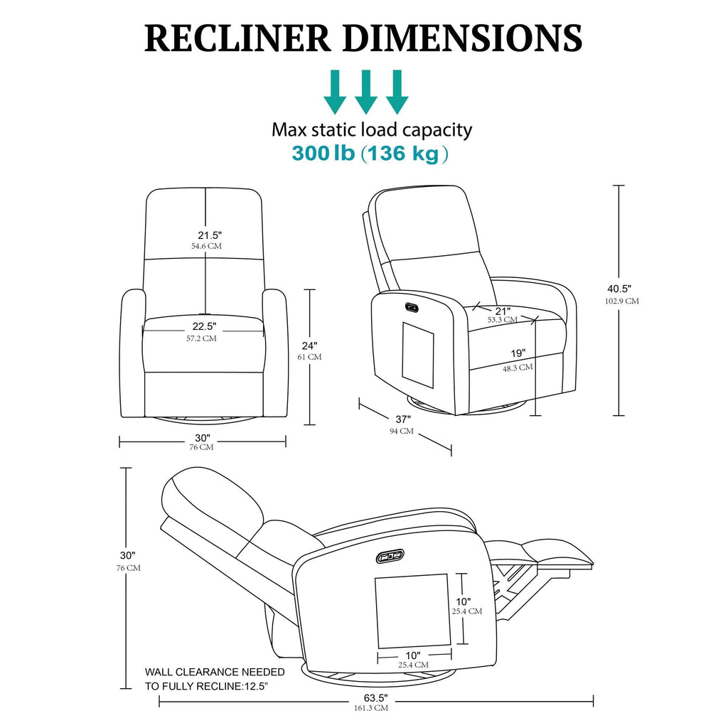 Ink+Ivy Recliner & Rocking Chair: Glider Recliner Nursery Chair for Living Room & Bedroom, Swivel Rocker Recliner with Side Pockets, Comfy Chair for Small Spaces, Beige