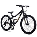 vollsch 24 Inch Kids Mountain Bike for 9-15 Years Old Boys Girls Teens 6-Speed Child MTB Bicycle with Front Suspension Fork, Black