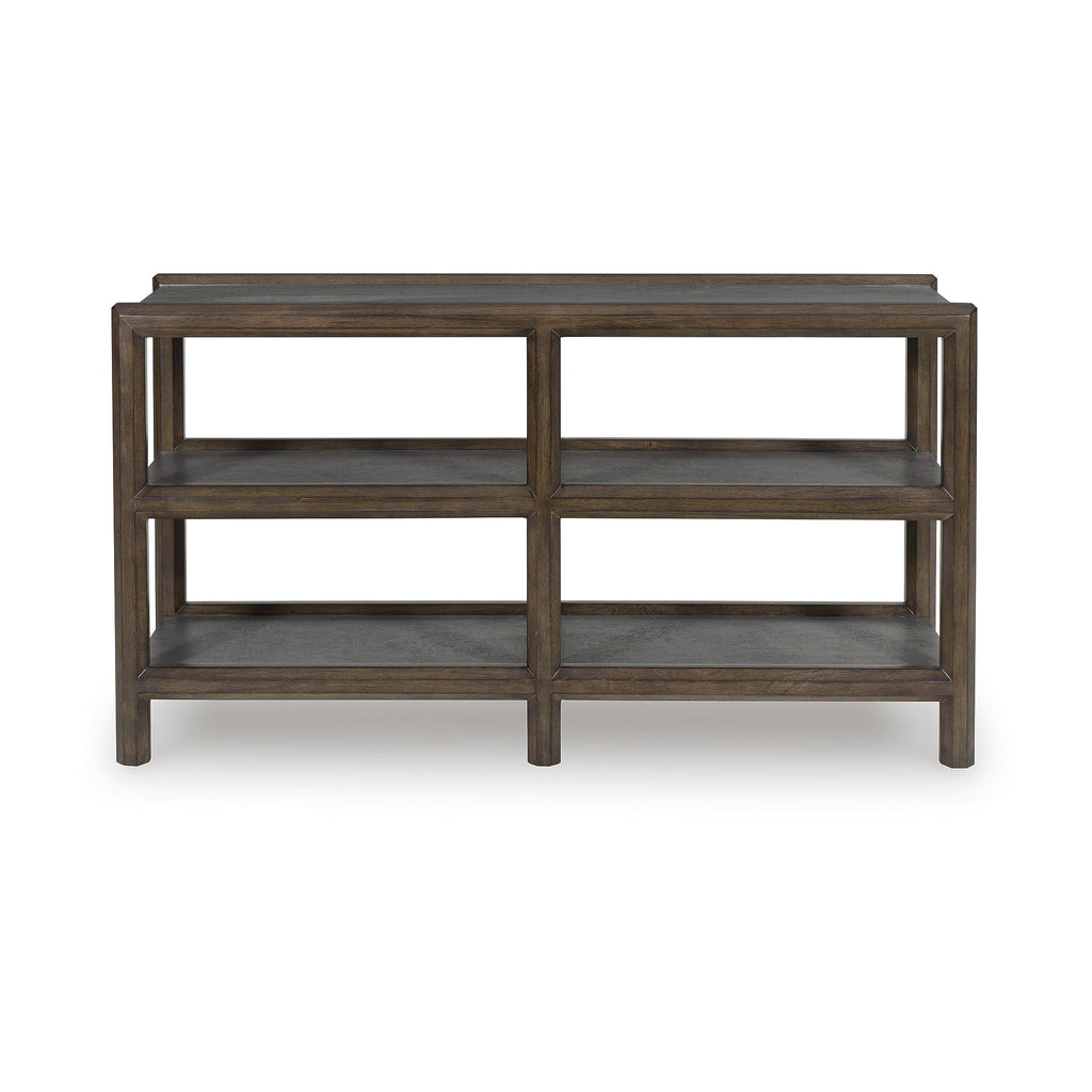 Signature Design by Ashley Kallenny Transitional Sofa Table with Open Shelf, Dark Brown & Gray