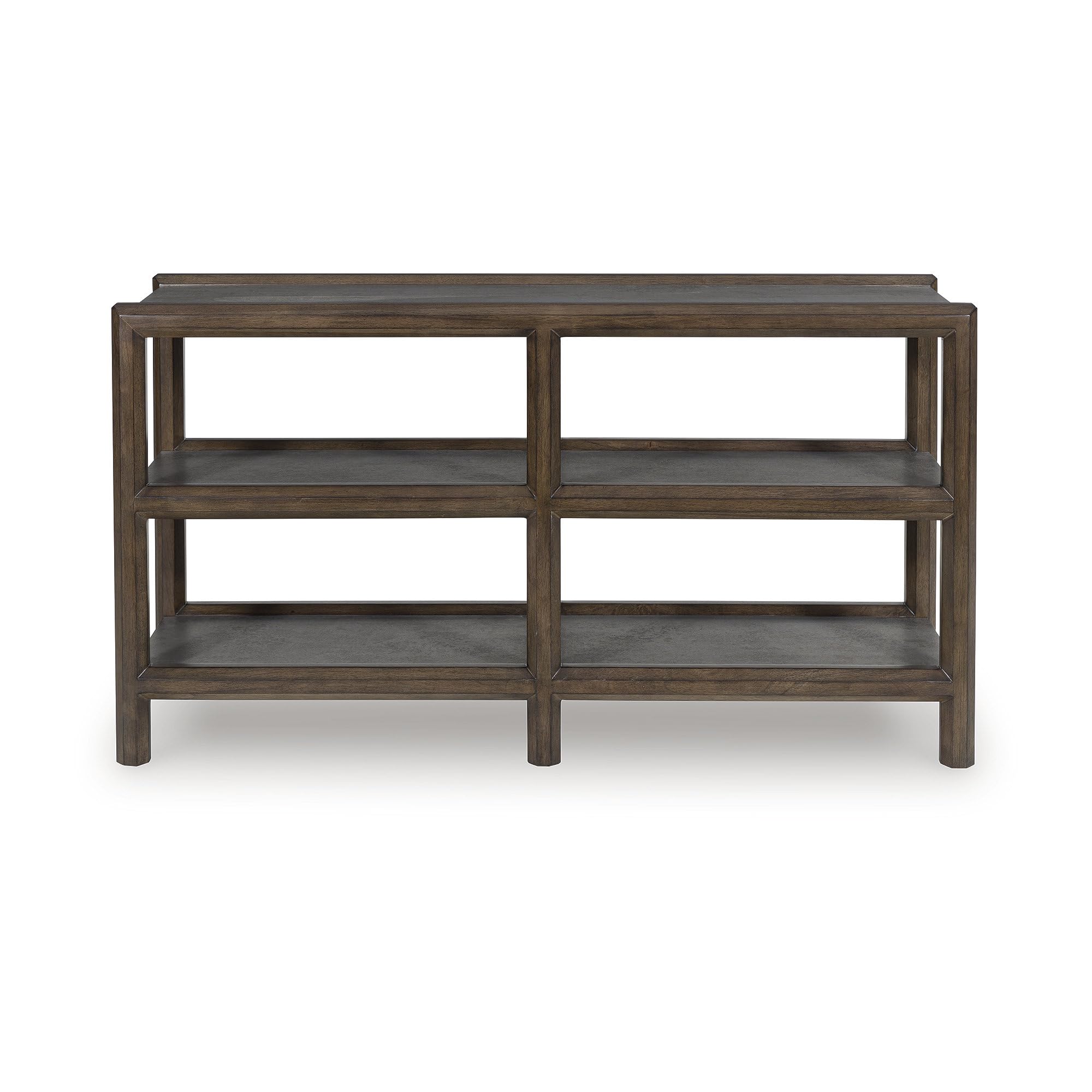 Signature Design by Ashley Kallenny Transitional Sofa Table with Open Shelf, Dark Brown & Gray